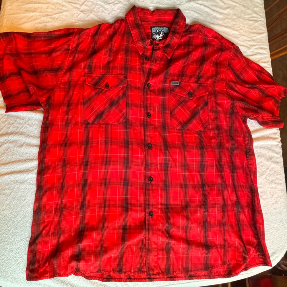 DIXXON 4XL Red Plaid Men's Button-Down Shirt